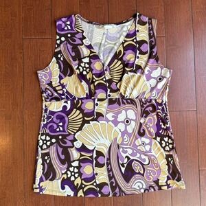 Vintage Purple Paisley‎ Print Blouse